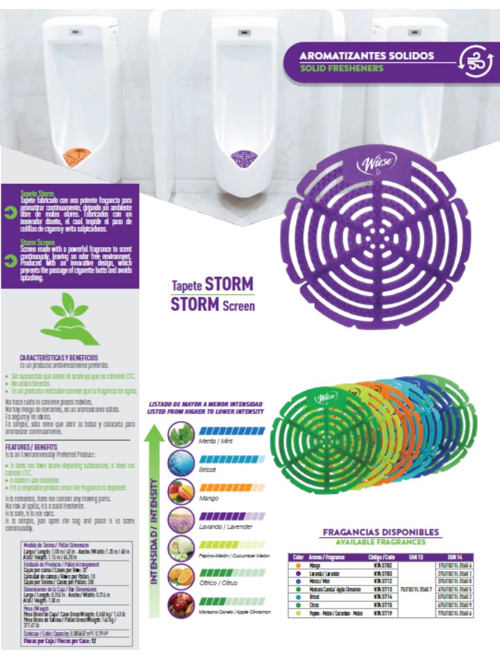 Tapete Storm Wiese para Mingitorio Citrus / Verde Caja con 12 piezas